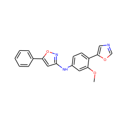 COc1cc(Nc2cc(-c3ccccc3)on2)ccc1-c1cnco1 ZINC000013860198