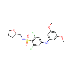 COc1cc(Nc2cc(Cl)c(S(=O)(=O)NC[C@@H]3CCCO3)c(Cl)c2)cc(OC)c1 ZINC000146414357