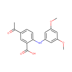 COc1cc(Nc2ccc(C(C)=O)cc2C(=O)O)cc(OC)c1 ZINC000084723266