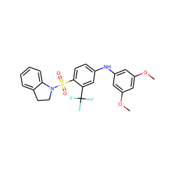 COc1cc(Nc2ccc(S(=O)(=O)N3CCc4ccccc43)c(C(F)(F)F)c2)cc(OC)c1 ZINC000145477958