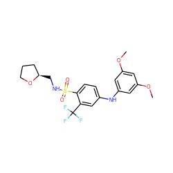 COc1cc(Nc2ccc(S(=O)(=O)NC[C@@H]3CCCO3)c(C(F)(F)F)c2)cc(OC)c1 ZINC000145421074