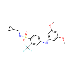 COc1cc(Nc2ccc(S(=O)(=O)NCC3CC3)c(C(F)(F)F)c2)cc(OC)c1 ZINC000141129707