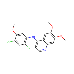 COc1cc(Nc2ccnc3cc(OC)c(OC)cc23)c(Cl)cc1Cl ZINC000013470111