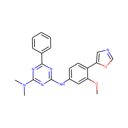 COc1cc(Nc2nc(-c3ccccc3)nc(N(C)C)n2)ccc1-c1cnco1 ZINC000026247021