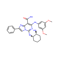 COc1cc(Nc2nc(N[C@@H]3CCCC[C@@H]3N)n3cc(-c4ccccc4)nc3c2C(N)=O)cc(OC)c1 ZINC000003821012