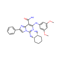 COc1cc(Nc2nc(N[C@H]3CCCC[C@H]3N)n3cc(-c4ccccc4)nc3c2C(N)=O)cc(OC)c1 ZINC000034109033