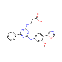 COc1cc(Nc2nc(NCCC(=O)O)nc(-c3ccccc3)n2)ccc1-c1cnco1 ZINC000013445145