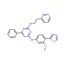 COc1cc(Nc2nc(NCCc3cccnc3)nc(-c3ccccc3)n2)ccc1-c1cnco1 ZINC000000594027