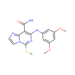 COc1cc(Nc2nc(SC)n3ccnc3c2C(N)=O)cc(OC)c1 ZINC000040935032