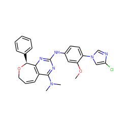 COc1cc(Nc2nc3c(c(N(C)C)n2)C=CCO[C@H]3c2ccccc2)ccc1-n1cnc(Cl)c1 ZINC000653714793