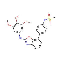 COc1cc(Nc2nc3cccc(-c4ccc(NS(C)(=O)=O)cc4)c3o2)cc(OC)c1OC ZINC000049037588