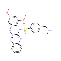 COc1cc(Nc2nc3ccccc3nc2NS(=O)(=O)c2ccc(CN(C)C)cc2)cc(OC)c1 ZINC000034874609