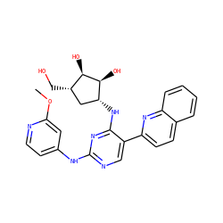 COc1cc(Nc2ncc(-c3ccc4ccccc4n3)c(N[C@@H]3C[C@H](CO)[C@@H](O)[C@H]3O)n2)ccn1 ZINC000473125792