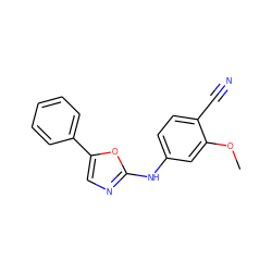 COc1cc(Nc2ncc(-c3ccccc3)o2)ccc1C#N ZINC000013534802