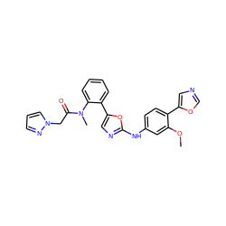 COc1cc(Nc2ncc(-c3ccccc3N(C)C(=O)Cn3cccn3)o2)ccc1-c1cnco1 ZINC000003594918