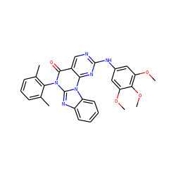 COc1cc(Nc2ncc3c(=O)n(-c4c(C)cccc4C)c4nc5ccccc5n4c3n2)cc(OC)c1OC ZINC000029136051