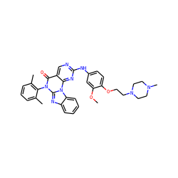 COc1cc(Nc2ncc3c(=O)n(-c4c(C)cccc4C)c4nc5ccccc5n4c3n2)ccc1OCCN1CCN(C)CC1 ZINC000029135950