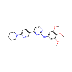 COc1cc(Nc2nccc(-c3ccc(N4CCCCC4)nc3)n2)cc(OC)c1OC ZINC000026993368