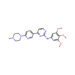 COc1cc(Nc2nccc(-c3ccc(N4CCN(C)CC4)nc3)n2)cc(OC)c1OC ZINC000003828776