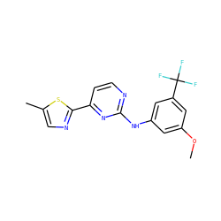 COc1cc(Nc2nccc(-c3ncc(C)s3)n2)cc(C(F)(F)F)c1 ZINC000040379232