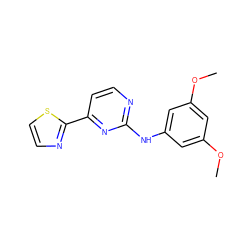 COc1cc(Nc2nccc(-c3nccs3)n2)cc(OC)c1 ZINC000040407316