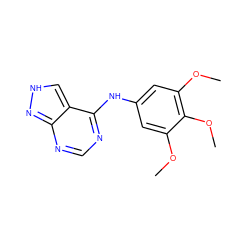 COc1cc(Nc2ncnc3n[nH]cc23)cc(OC)c1OC ZINC000011856429