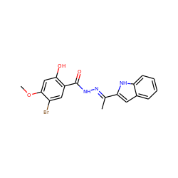 COc1cc(O)c(C(=O)N/N=C(\C)c2cc3ccccc3[nH]2)cc1Br ZINC000095559450