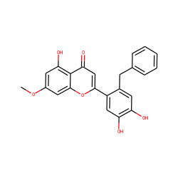 COc1cc(O)c2c(=O)cc(-c3cc(O)c(O)cc3Cc3ccccc3)oc2c1 ZINC000653829410