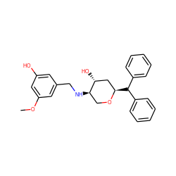 COc1cc(O)cc(CN[C@@H]2CO[C@H](C(c3ccccc3)c3ccccc3)C[C@H]2O)c1 ZINC000299865060