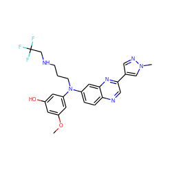 COc1cc(O)cc(N(CCCNCC(F)(F)F)c2ccc3ncc(-c4cnn(C)c4)nc3c2)c1 ZINC000219362401