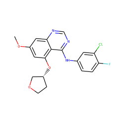 COc1cc(O[C@@H]2CCOC2)c2c(Nc3ccc(F)c(Cl)c3)ncnc2c1 ZINC000028572577
