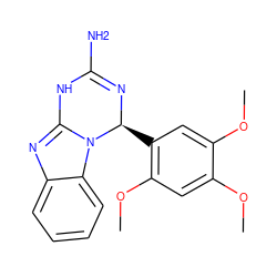 COc1cc(OC)c([C@@H]2N=C(N)Nc3nc4ccccc4n32)cc1OC ZINC000004385817