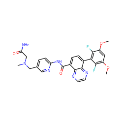 COc1cc(OC)c(F)c(-c2ccc(C(=O)Nc3ccc(CN(C)CC(N)=O)cn3)c3nccnc23)c1F ZINC000096173421