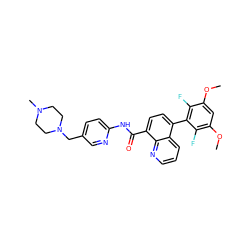 COc1cc(OC)c(F)c(-c2ccc(C(=O)Nc3ccc(CN4CCN(C)CC4)cn3)c3ncccc23)c1F ZINC000096173431