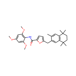 COc1cc(OC)c(NC(=O)c2ccc(Cc3cc4c(cc3C)C(C)(C)CCC4(C)C)o2)c(OC)c1 ZINC000001910570