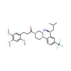 COc1cc(OC)c(OC)cc1CCC(=O)N1CCN(c2ccc(C(F)(F)F)cc2[C@@H](N)CC(C)C)CC1 ZINC000036285888