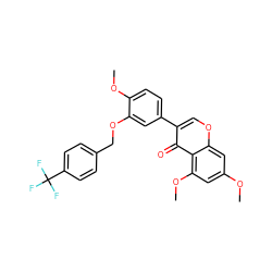 COc1cc(OC)c2c(=O)c(-c3ccc(OC)c(OCc4ccc(C(F)(F)F)cc4)c3)coc2c1 ZINC000215983450