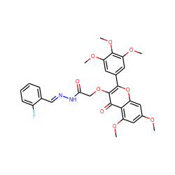 COc1cc(OC)c2c(=O)c(OCC(=O)N/N=C/c3ccccc3F)c(-c3cc(OC)c(OC)c(OC)c3)oc2c1 ZINC000209557134