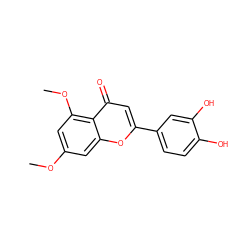 COc1cc(OC)c2c(=O)cc(-c3ccc(O)c(O)c3)oc2c1 ZINC000013484756