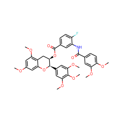 COc1cc(OC)c2c(c1)O[C@H](c1cc(OC)c(OC)c(OC)c1)[C@H](OC(=O)c1ccc(F)c(NC(=O)c3ccc(OC)c(OC)c3)c1)C2 ZINC000200352319