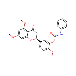 COc1cc(OC)c2c(c1)O[C@H](c1ccc(OC)c(OC(=O)Nc3ccccc3)c1)CC2=O ZINC000098085729