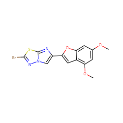 COc1cc(OC)c2cc(-c3cn4nc(Br)sc4n3)oc2c1 ZINC000653667547