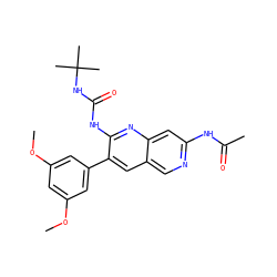 COc1cc(OC)cc(-c2cc3cnc(NC(C)=O)cc3nc2NC(=O)NC(C)(C)C)c1 ZINC000003815479