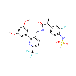COc1cc(OC)cc(-c2nc(C(F)(F)F)ccc2CNC(=O)[C@@H](C)c2ccc(NS(C)(=O)=O)c(F)c2)c1 ZINC000060329342
