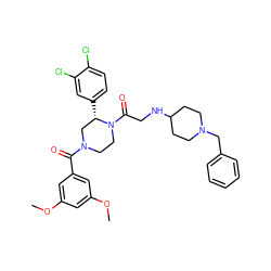 COc1cc(OC)cc(C(=O)N2CCN(C(=O)CNC3CCN(Cc4ccccc4)CC3)[C@@H](c3ccc(Cl)c(Cl)c3)C2)c1 ZINC000026845880