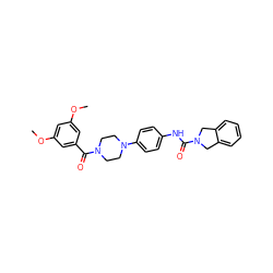 COc1cc(OC)cc(C(=O)N2CCN(c3ccc(NC(=O)N4Cc5ccccc5C4)cc3)CC2)c1 ZINC000166742286