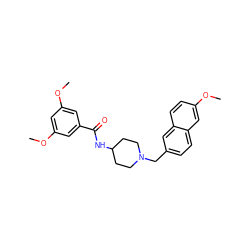 COc1cc(OC)cc(C(=O)NC2CCN(Cc3ccc4cc(OC)ccc4c3)CC2)c1 ZINC000038149889