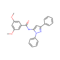 COc1cc(OC)cc(C(=O)Nc2cc(-c3ccccc3)nn2-c2ccccc2)c1 ZINC000013704356