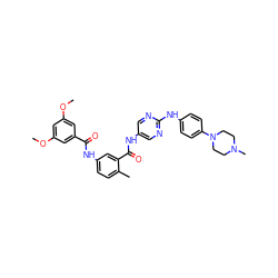 COc1cc(OC)cc(C(=O)Nc2ccc(C)c(C(=O)Nc3cnc(Nc4ccc(N5CCN(C)CC5)cc4)nc3)c2)c1 ZINC000053059366