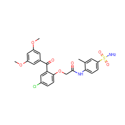 COc1cc(OC)cc(C(=O)c2cc(Cl)ccc2OCC(=O)Nc2ccc(S(N)(=O)=O)cc2C)c1 ZINC000013679764